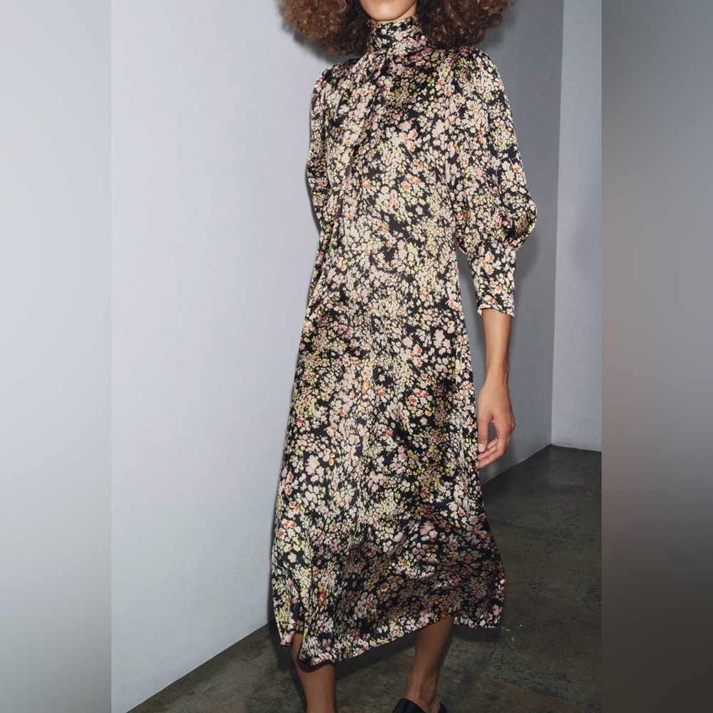 Zara Floral Black Dress